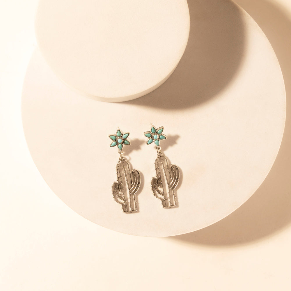 Boucles d'oreilles pendantes Turquoise Myra Cactus Kiss pour femmes