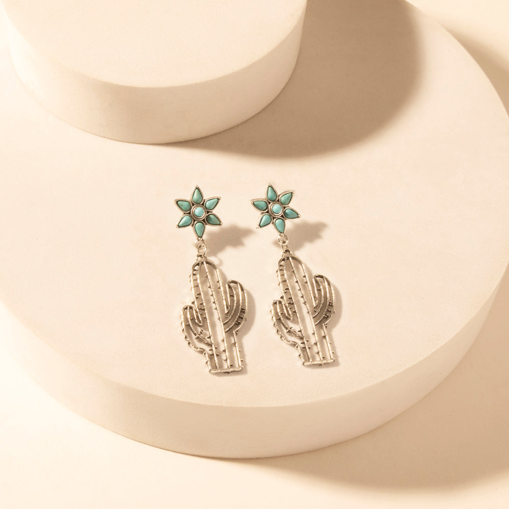 Boucles d'oreilles pendantes Turquoise Myra Cactus Kiss pour femmes