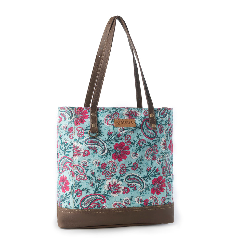 Sac fourre-tout en toile recyclée Myra Pinkpaisley pour femme en rose avec détails en cuir