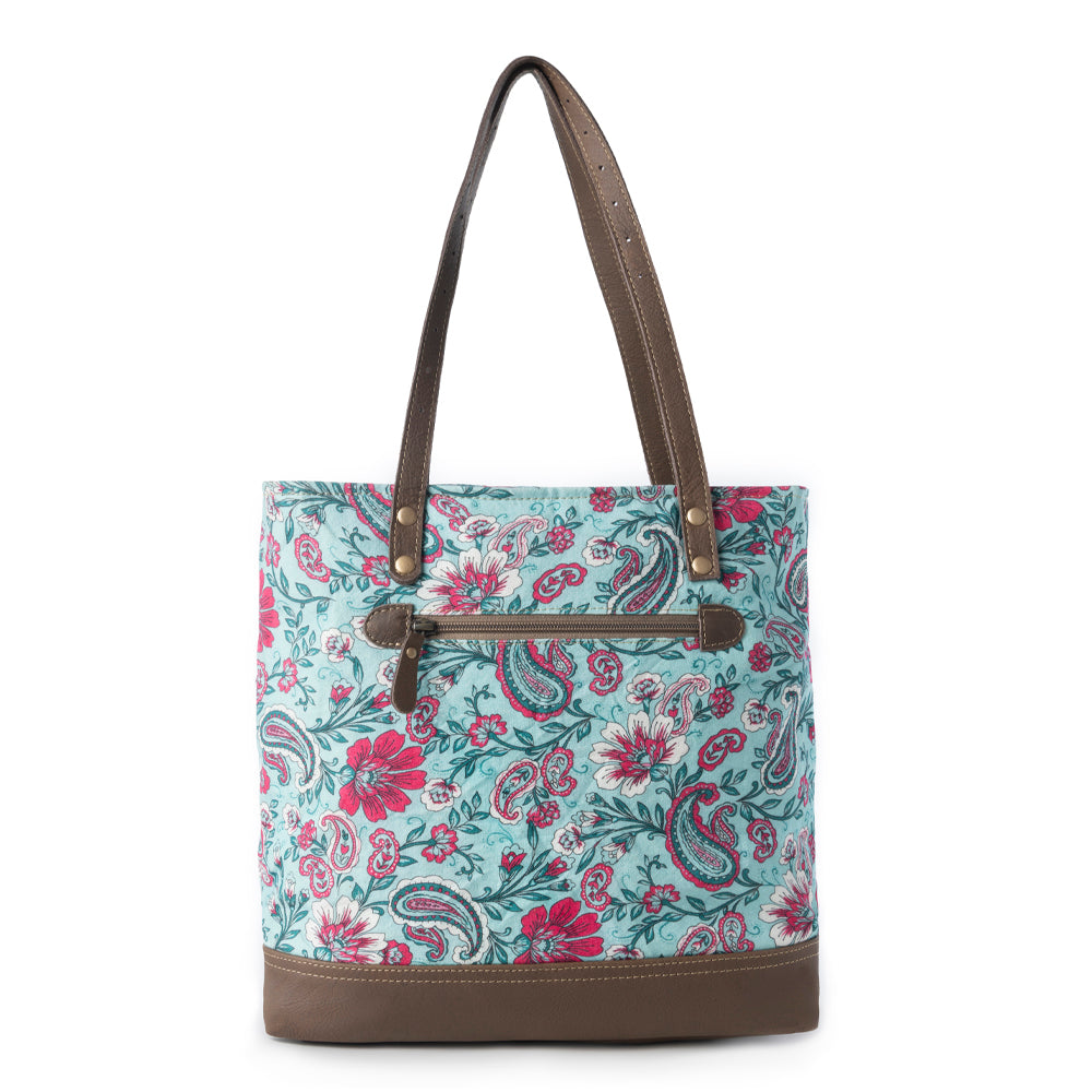 Sac fourre-tout en toile recyclée Myra Pinkpaisley pour femme en rose avec détails en cuir