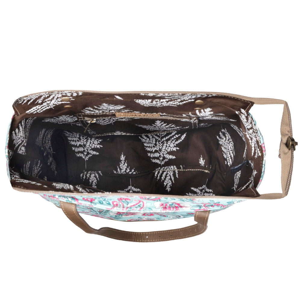 Sac fourre-tout en toile recyclée Myra Pinkpaisley pour femme en rose avec détails en cuir