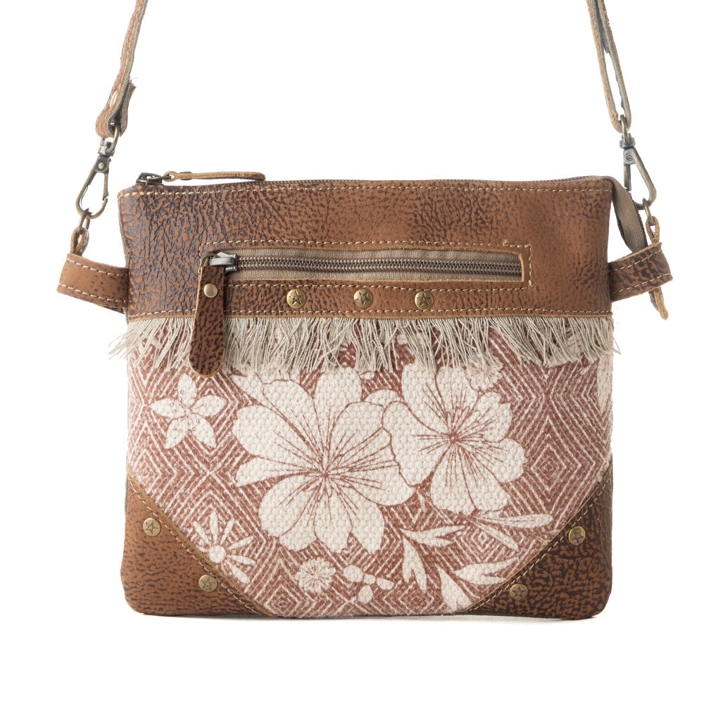 Sac bandoulière Myra Inkwild Vintage pour femme de couleur rouille avec détails frangés
