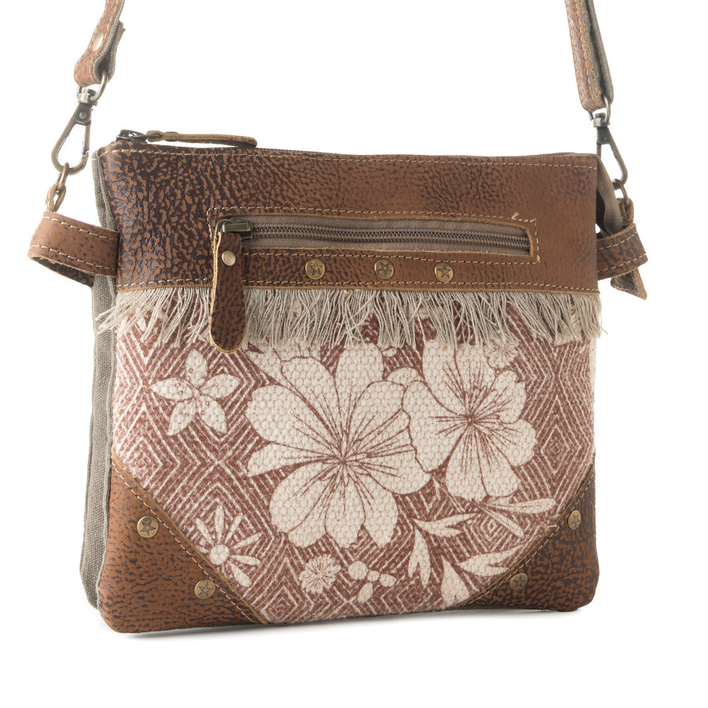 Sac bandoulière Myra Inkwild Vintage pour femme de couleur rouille avec détails frangés