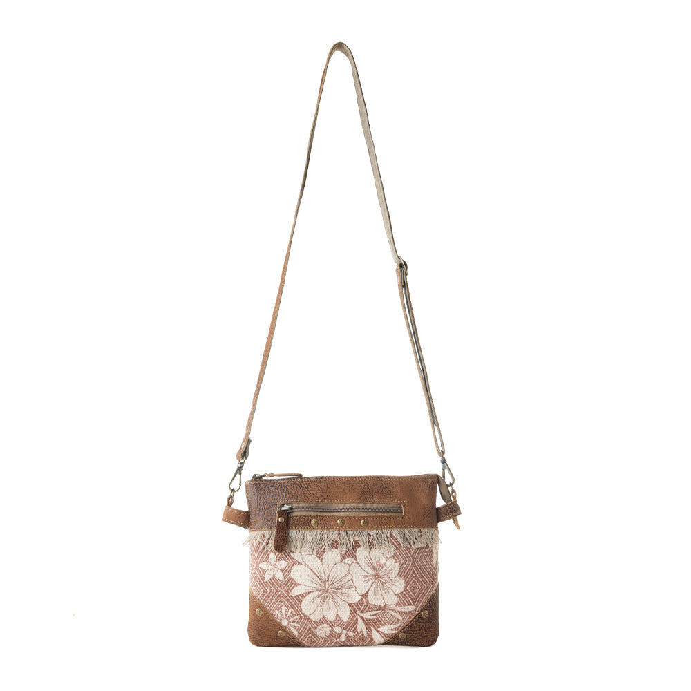 Sac bandoulière Myra Inkwild Vintage pour femme de couleur rouille avec détails frangés