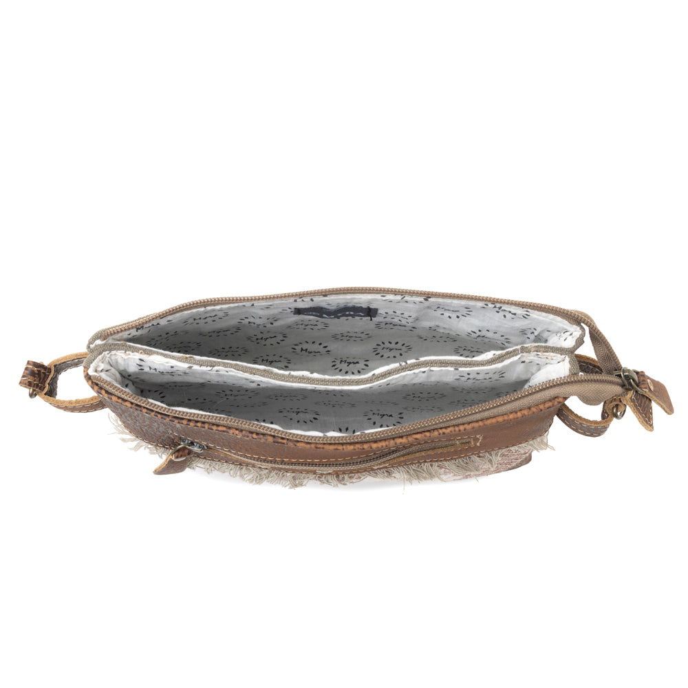 Sac bandoulière Myra Inkwild Vintage pour femme de couleur rouille avec détails frangés