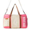 Sac de voyage vintage Myra Wandermark pour homme rose avec détails en cuir