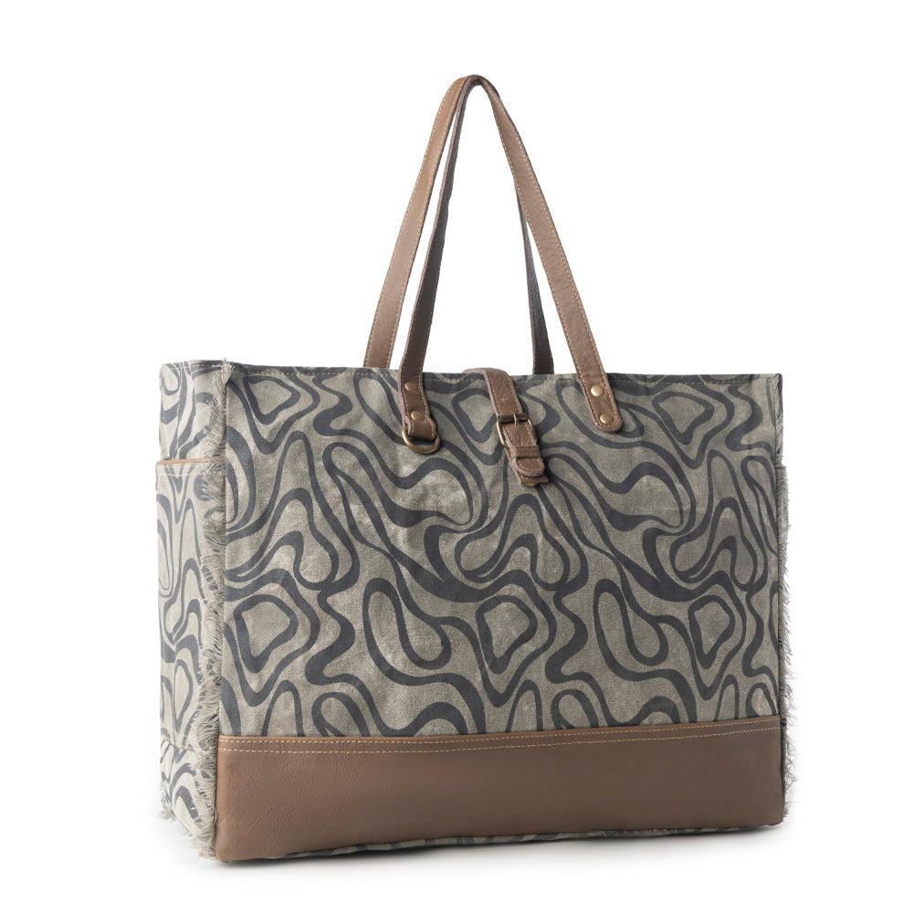 Sac de voyage femme Myra Riverbed Trail en vert olive avec motif vintage