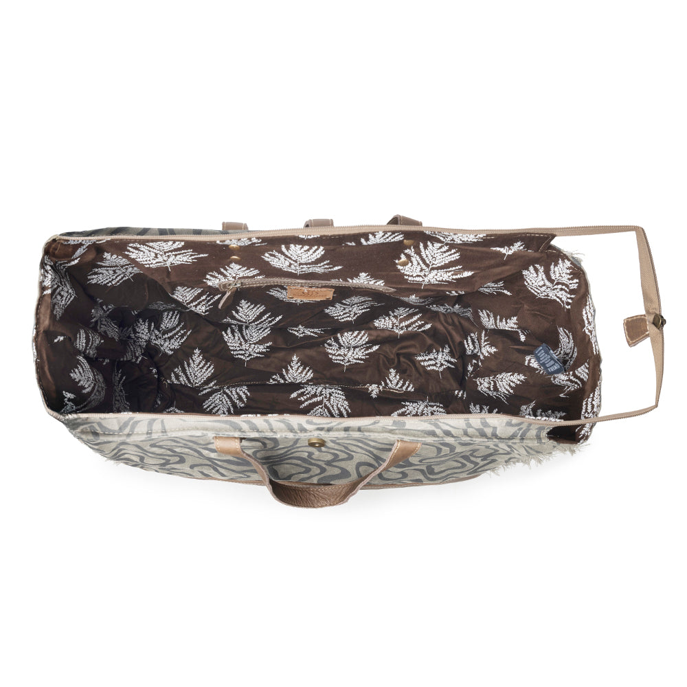 Sac de voyage femme Myra Riverbed Trail en vert olive avec motif vintage
