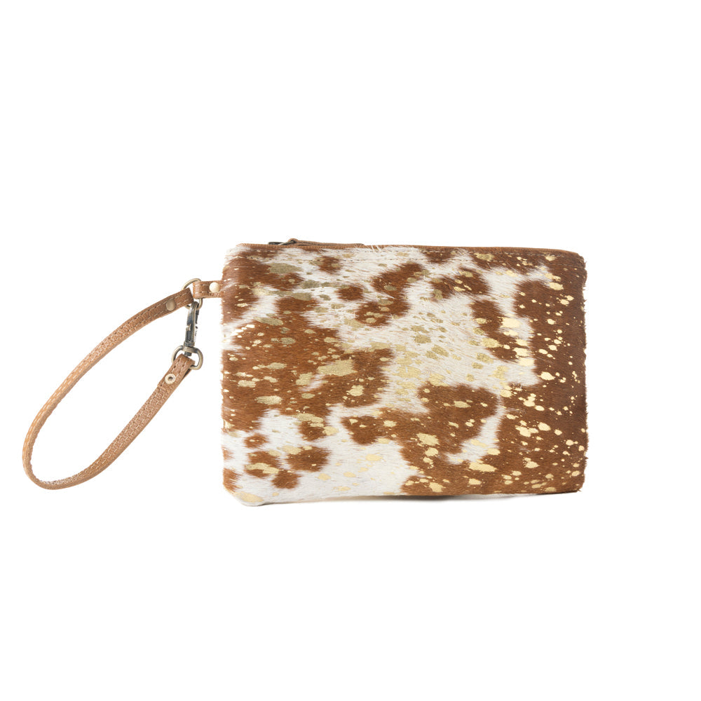 Pochette Western Myra Stardust Pony pour Femme en marron avec détails en poil de vachette métallisé