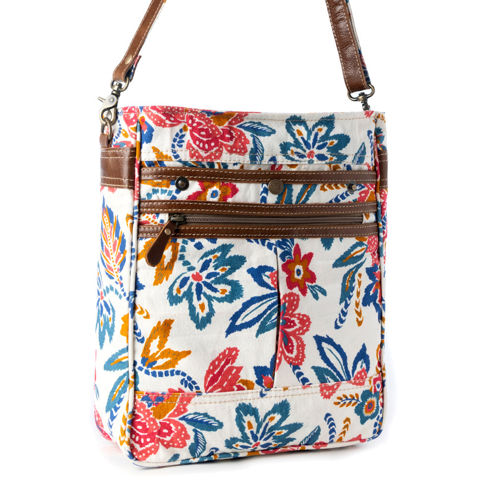 Sac de transport dissimulé en toile recyclée Myra Folkflora pour femme, blanc