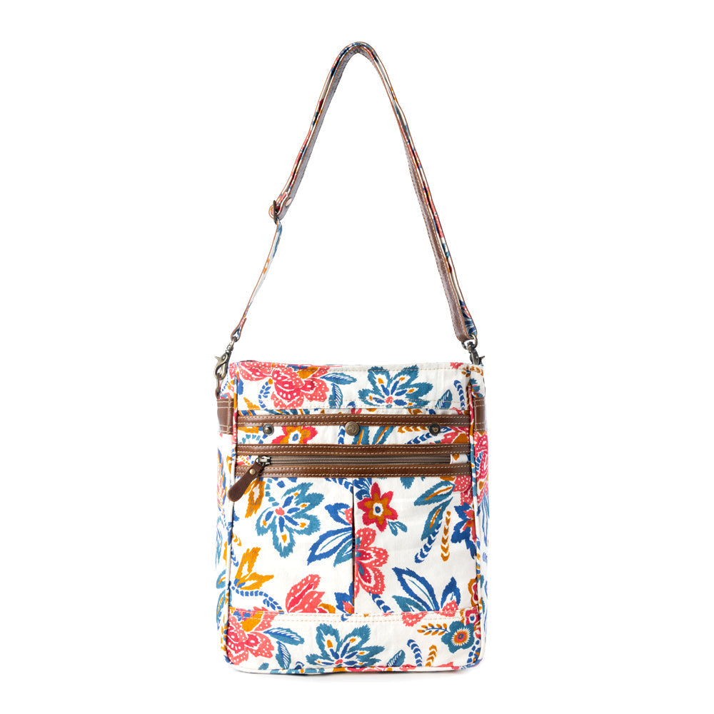 Sac de transport dissimulé en toile recyclée Myra Folkflora pour femme, blanc