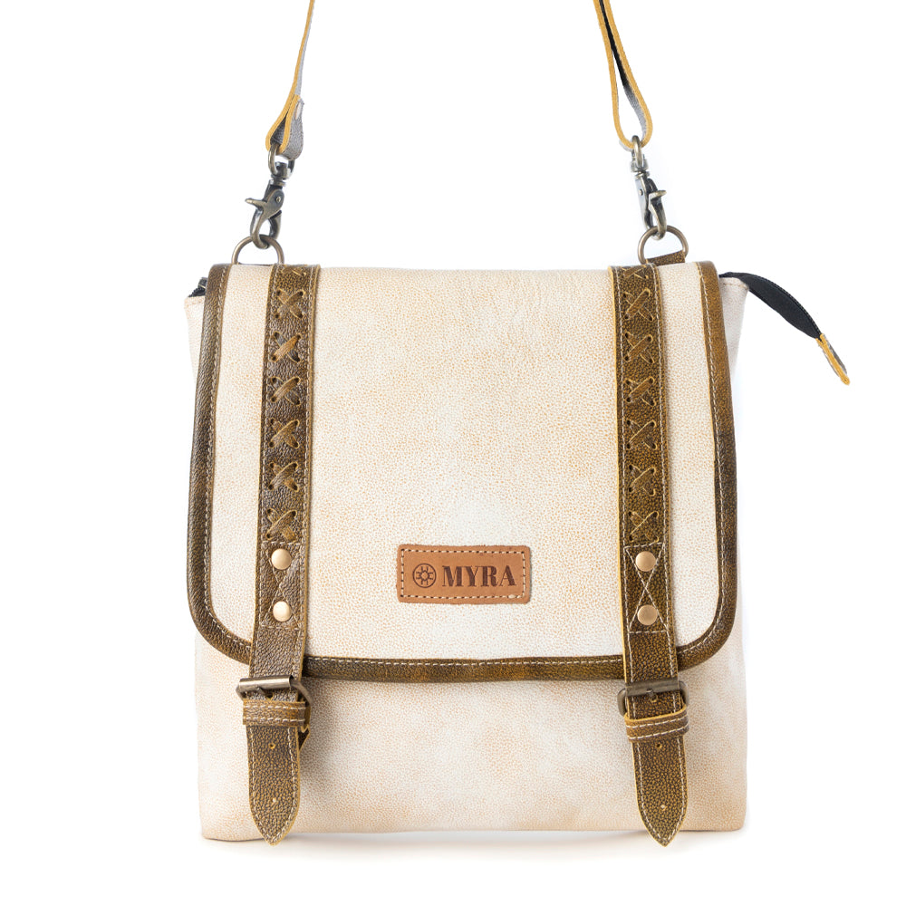 Sac à main pour femme Myra Boss Hide Western avec étui dissimulé, couleur crème avec détails en cuir