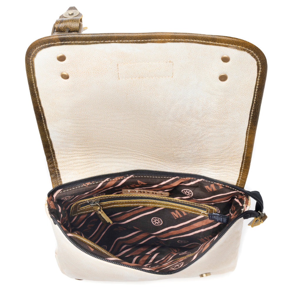 Sac à main pour femme Myra Boss Hide Western avec étui dissimulé, couleur crème avec détails en cuir