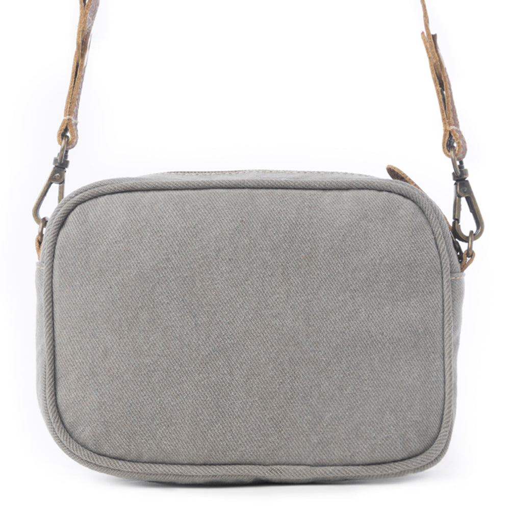 Sac bandoulière Myra Temptation motif tribal pour femme – Devant en toile géométrique, bandoulière réglable en cuir pour un style western au quotidien