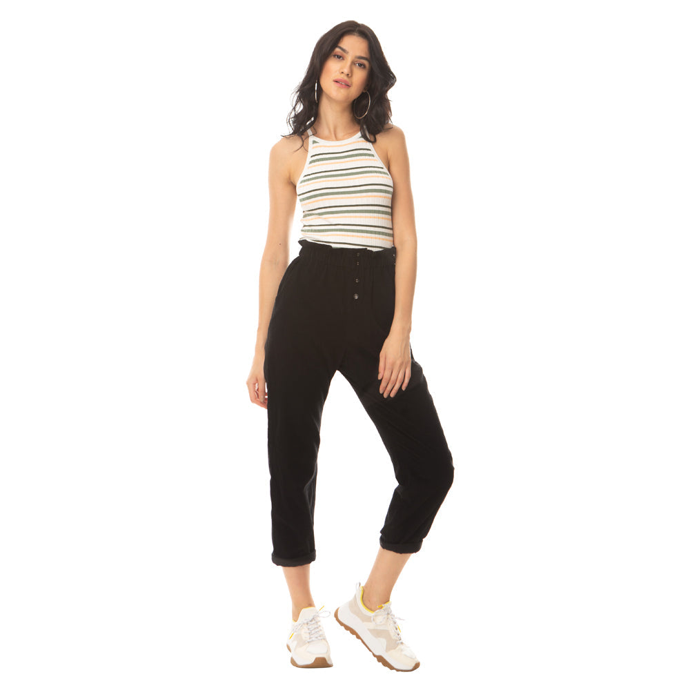 Pantalon noir en velours côtelé
