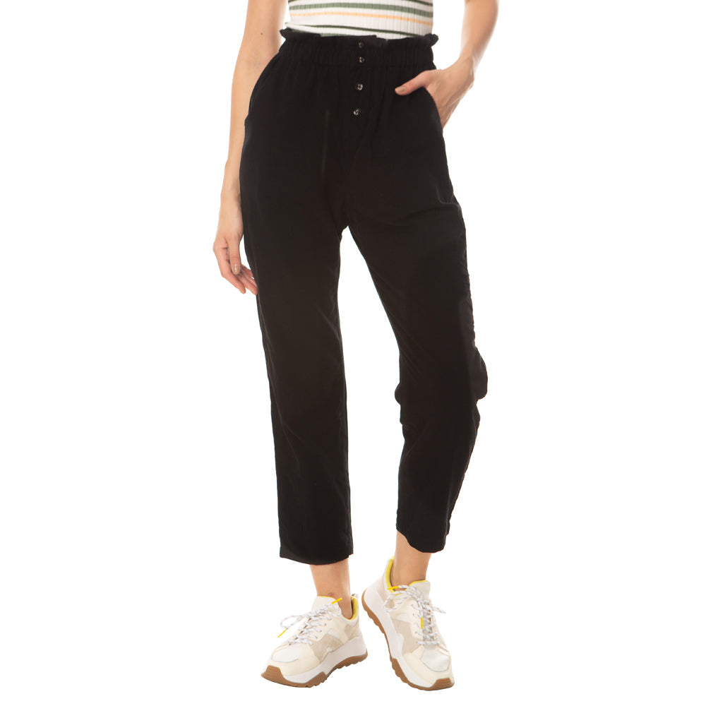 Pantalon noir en velours côtelé