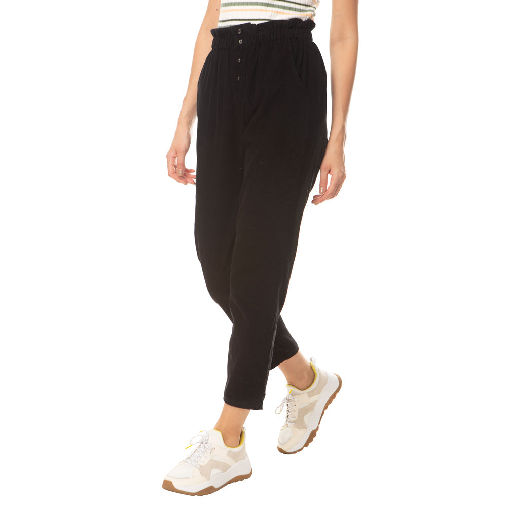 Pantalon noir en velours côtelé