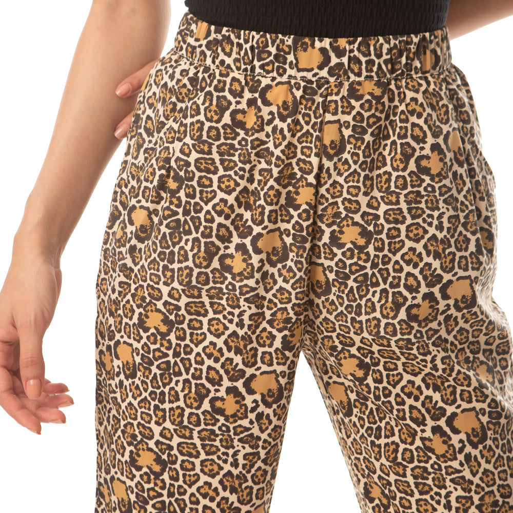 Joggers Doux Imprimé Léopard Strass
