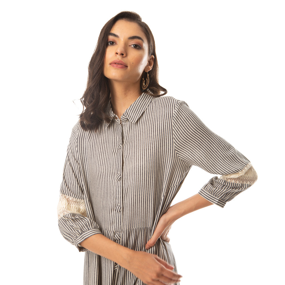 Robe boutonnée charme-olive