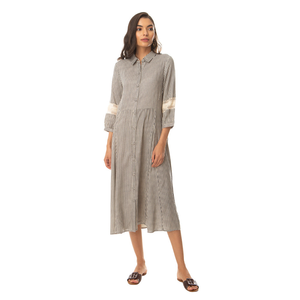 Robe boutonnée charme-olive