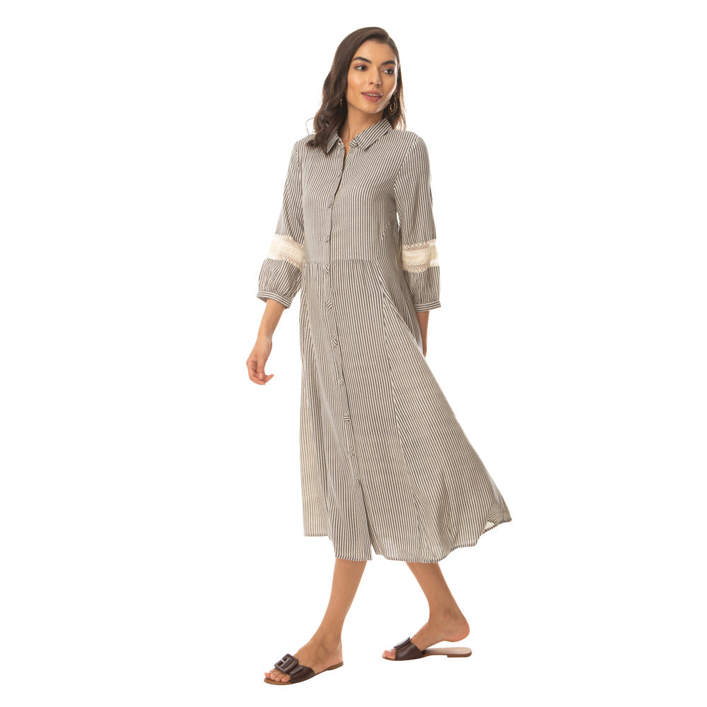 Robe boutonnée charme-olive