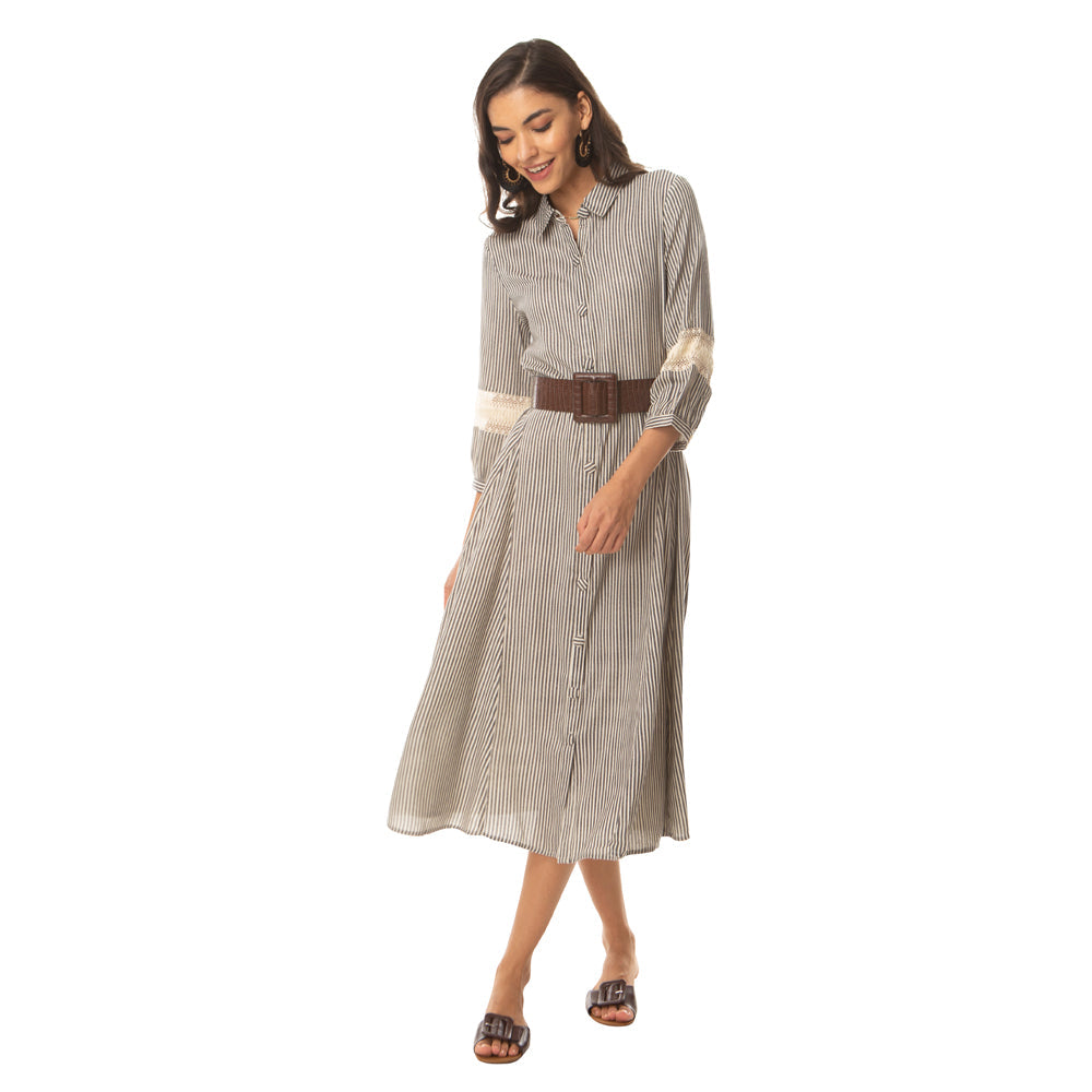 Robe boutonnée charme-olive