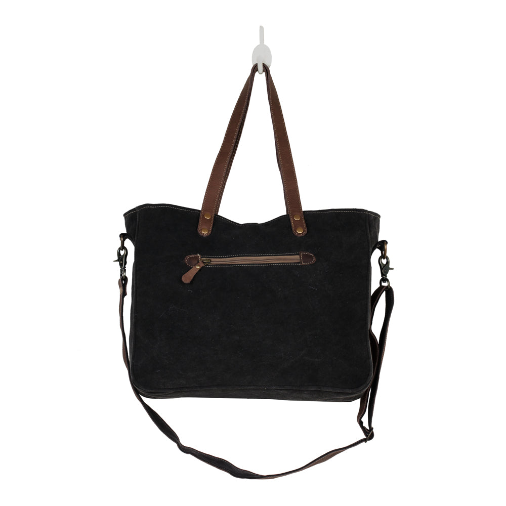 Sac bandoulière en toile et cuir Myra Mystique - Sacoche florale à double sangle avec imprimé vintage et bandoulière réglable