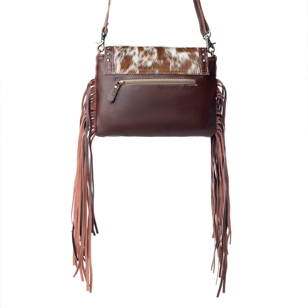 Sac en cuir et poils de veau motifs floraux
