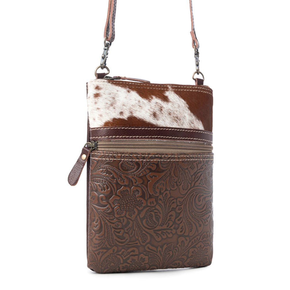 Sac en cuir et poils de vache "Vigne emmêlée"