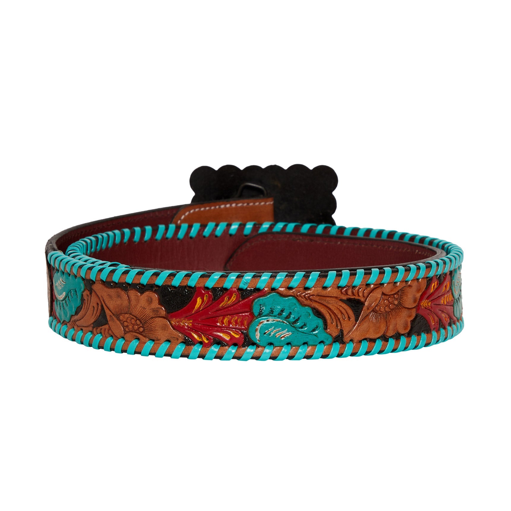 Ceinture en cuir pour femme, gravée à la main, motif Forêt tropicale