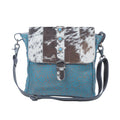 Sac en cuir et poils de vachette « Rose Bleue »