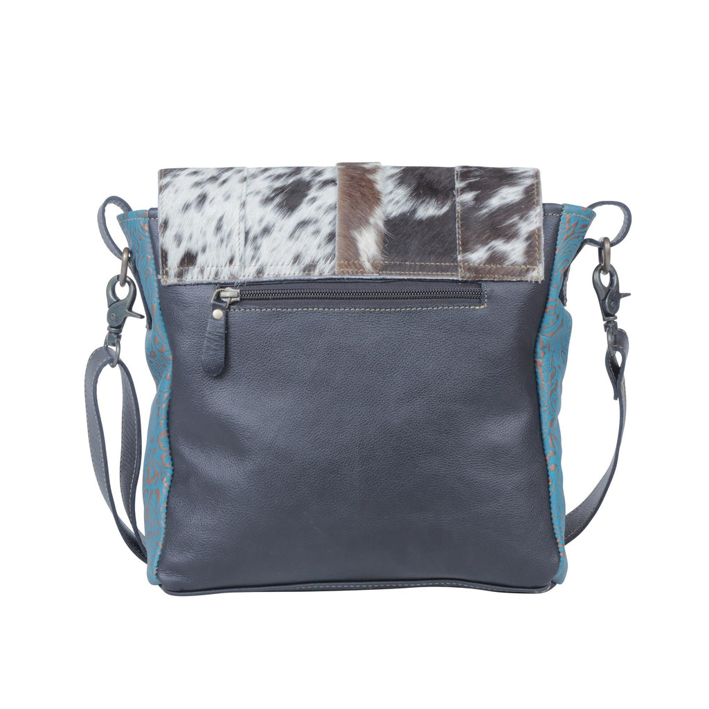 Sac en cuir et poils de vachette « Rose Bleue »