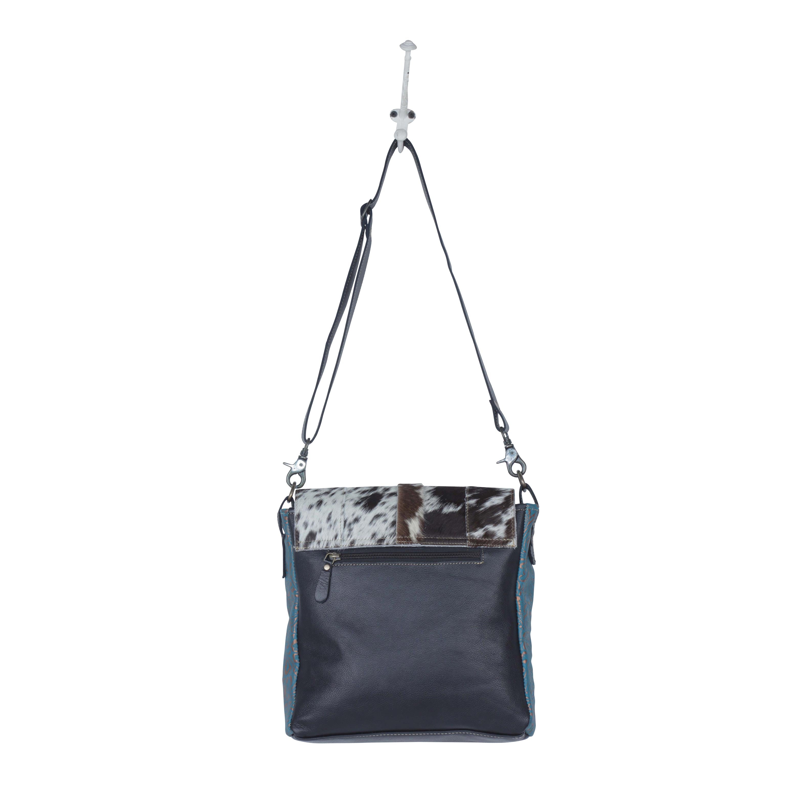 Sac en cuir et poils de vachette « Rose Bleue »