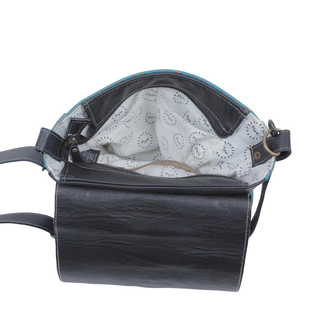 Sac en cuir et poils de vachette « Rose Bleue »