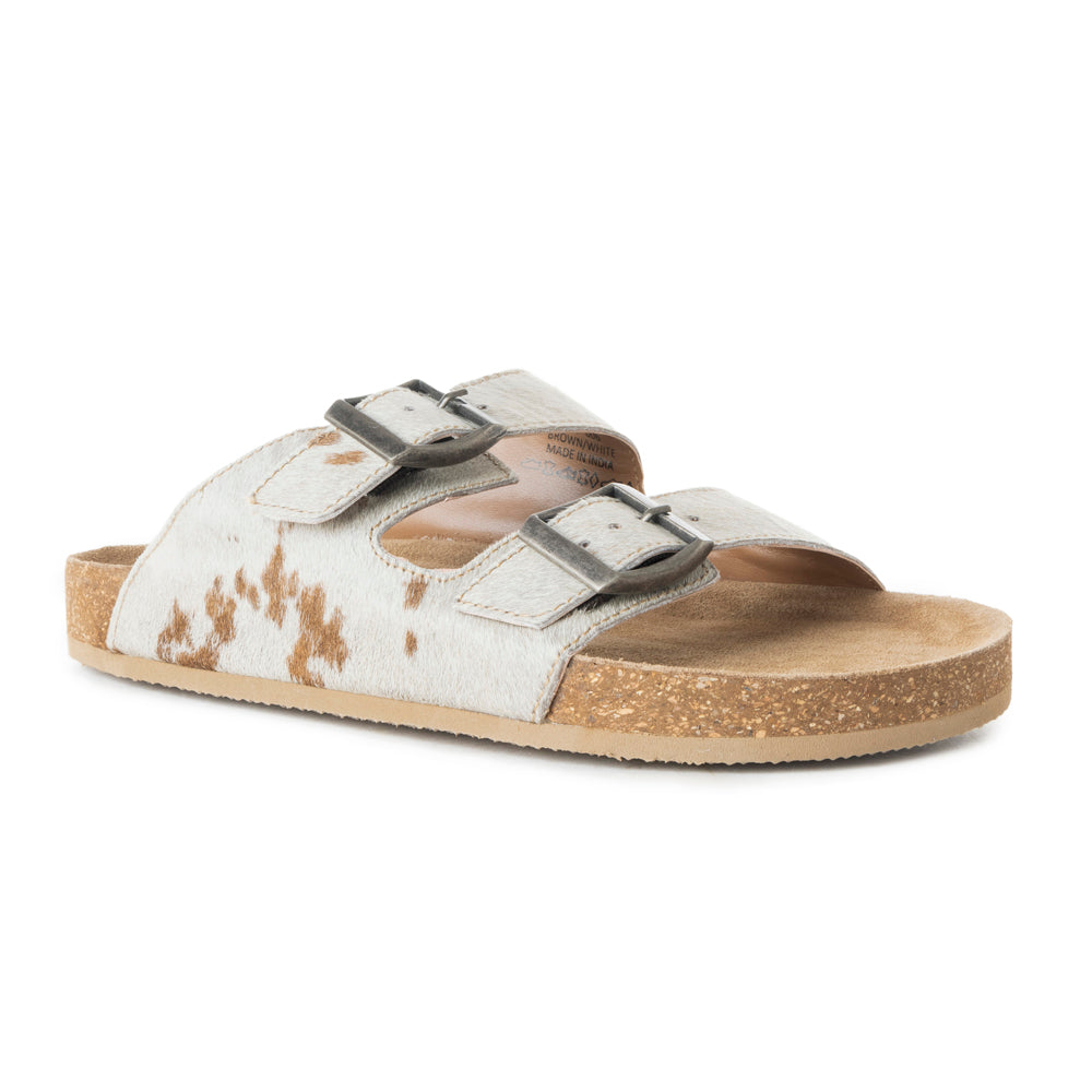 Mules en cuir Myra Restful Hairon pour femmes – Brides réglables, semelle intérieure en liège et double boucle élégante