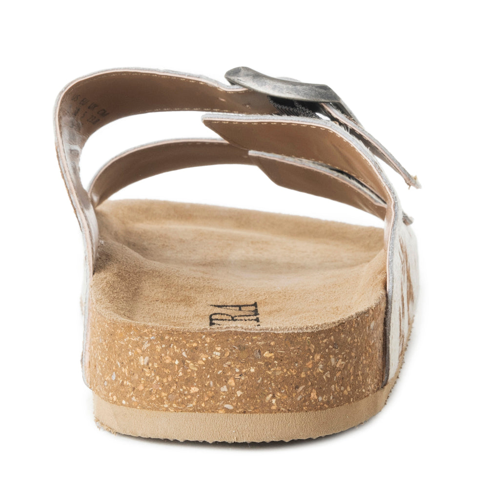 Mules en cuir Myra Restful Hairon pour femmes – Brides réglables, semelle intérieure en liège et double boucle élégante