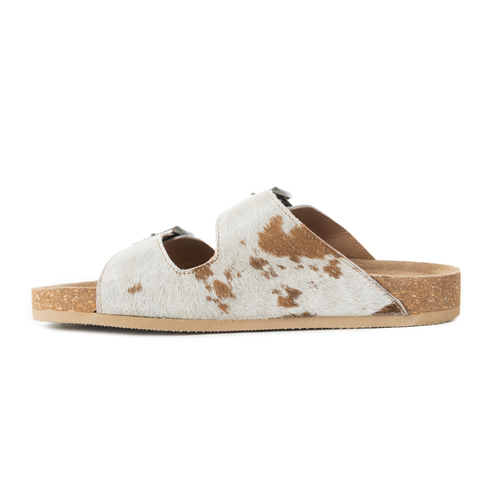Mules en cuir Myra Restful Hairon pour femmes – Brides réglables, semelle intérieure en liège et double boucle élégante