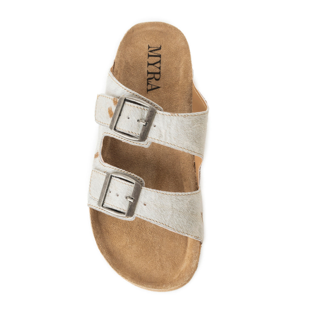 Mules en cuir Myra Restful Hairon pour femmes – Brides réglables, semelle intérieure en liège et double boucle élégante