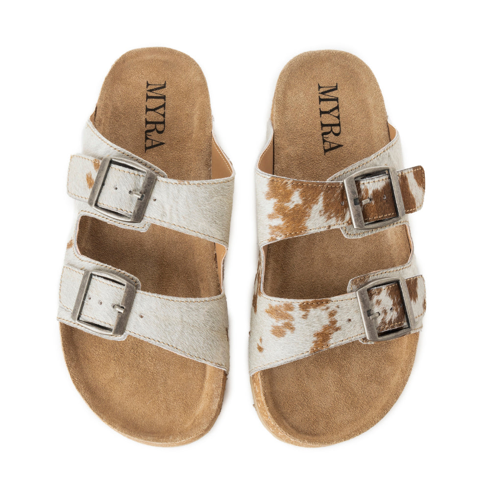 Mules en cuir Myra Restful Hairon pour femmes – Brides réglables, semelle intérieure en liège et double boucle élégante