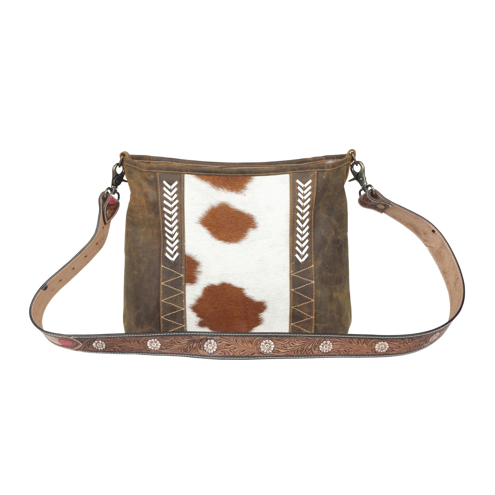 Sac Cornell en cuir et peau de vache rose
