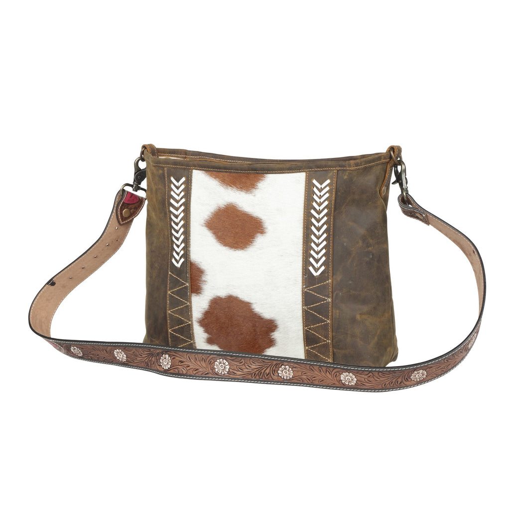 Sac Cornell en cuir et peau de vache rose