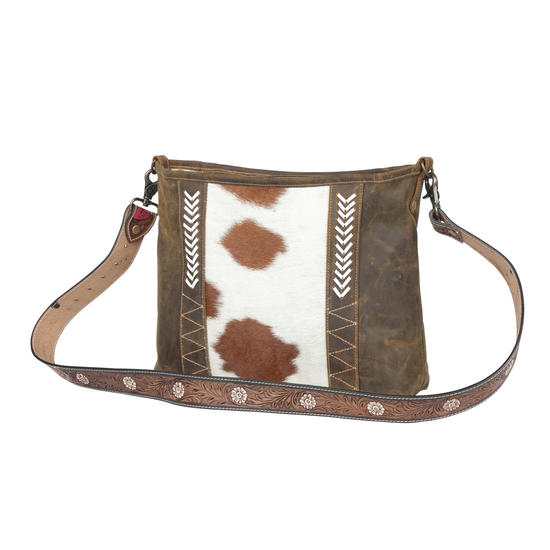 Sac Cornell en cuir et peau de vache rose