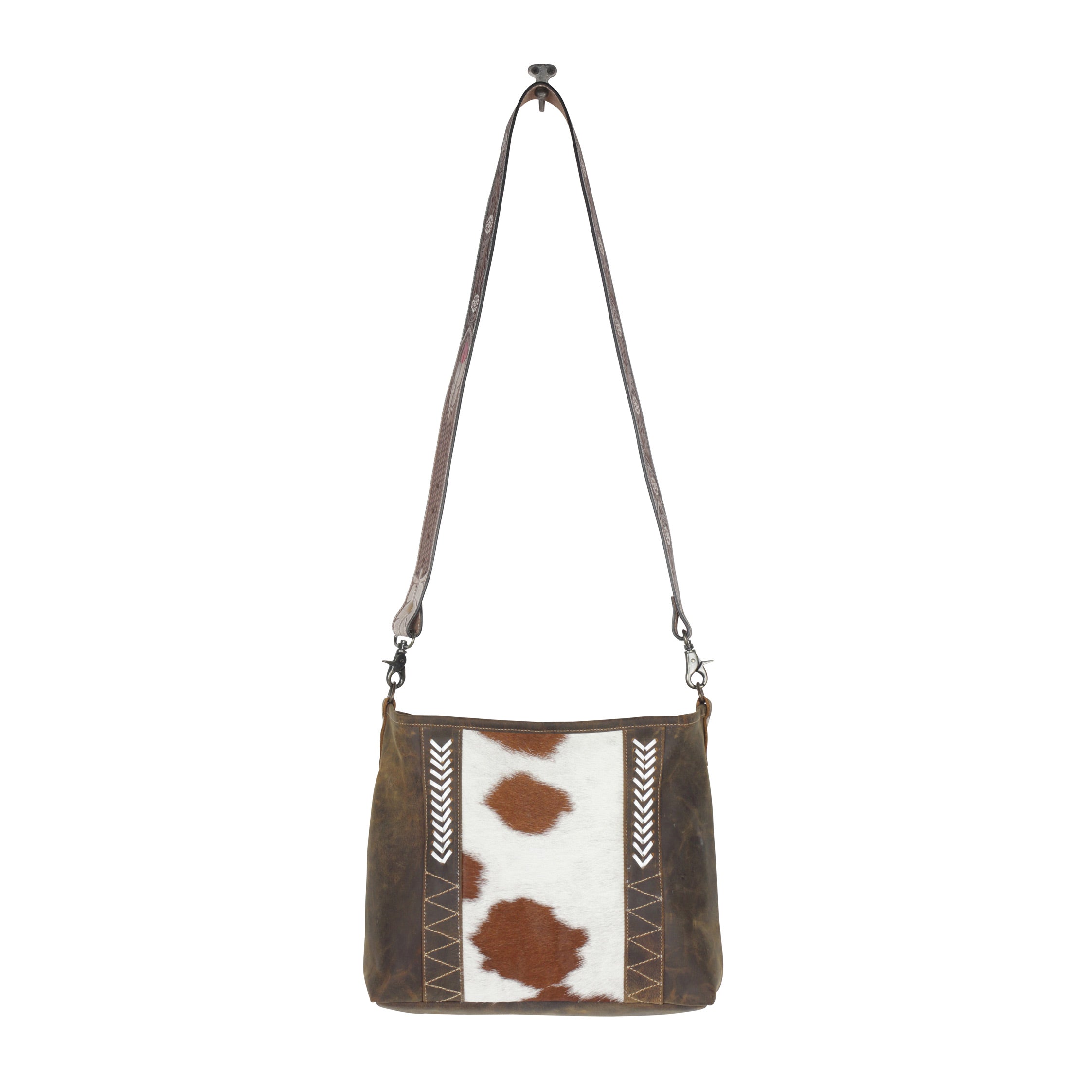 Sac Cornell en cuir et peau de vache rose