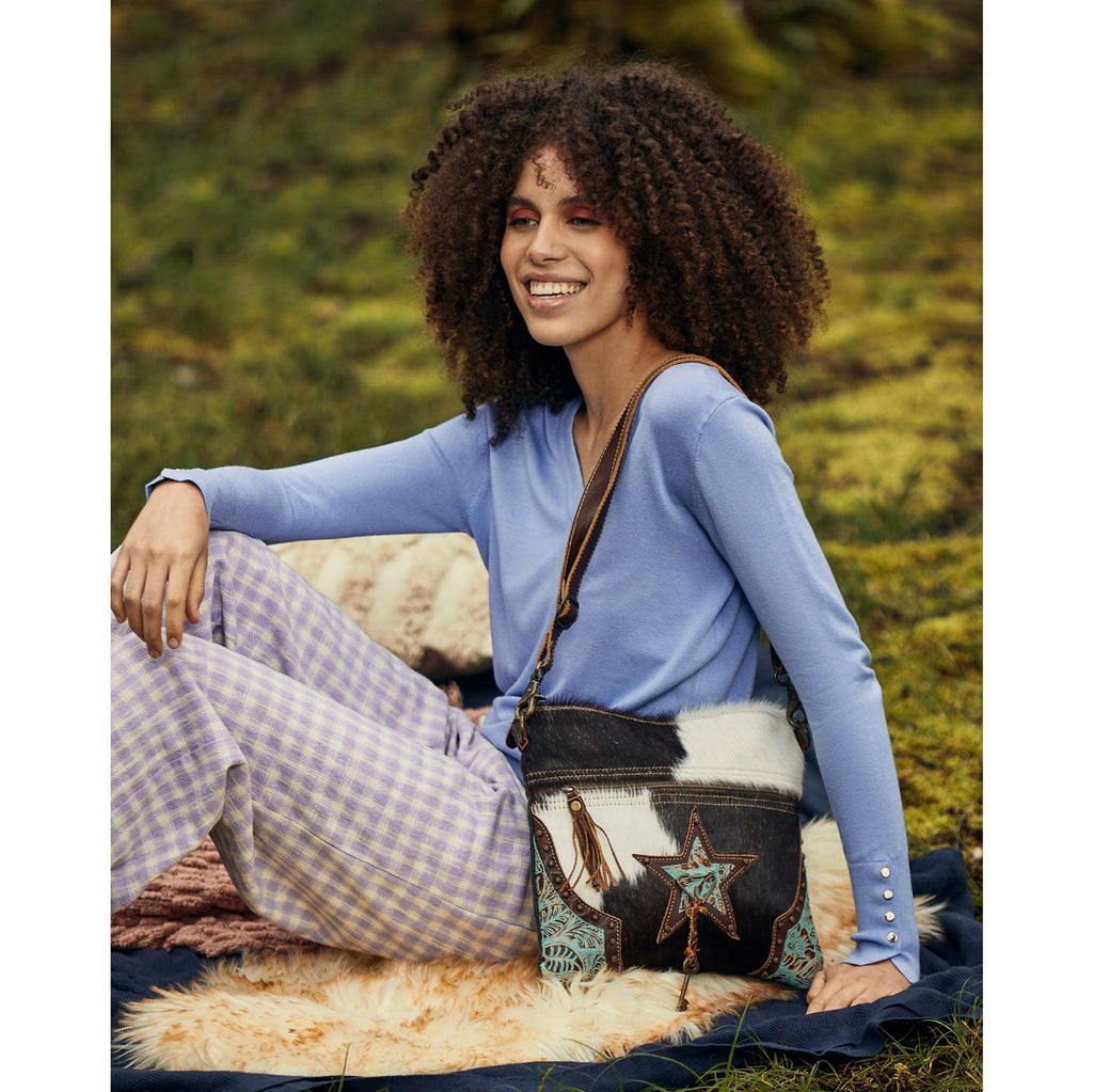 Sac North Star en toile et poil de vache
