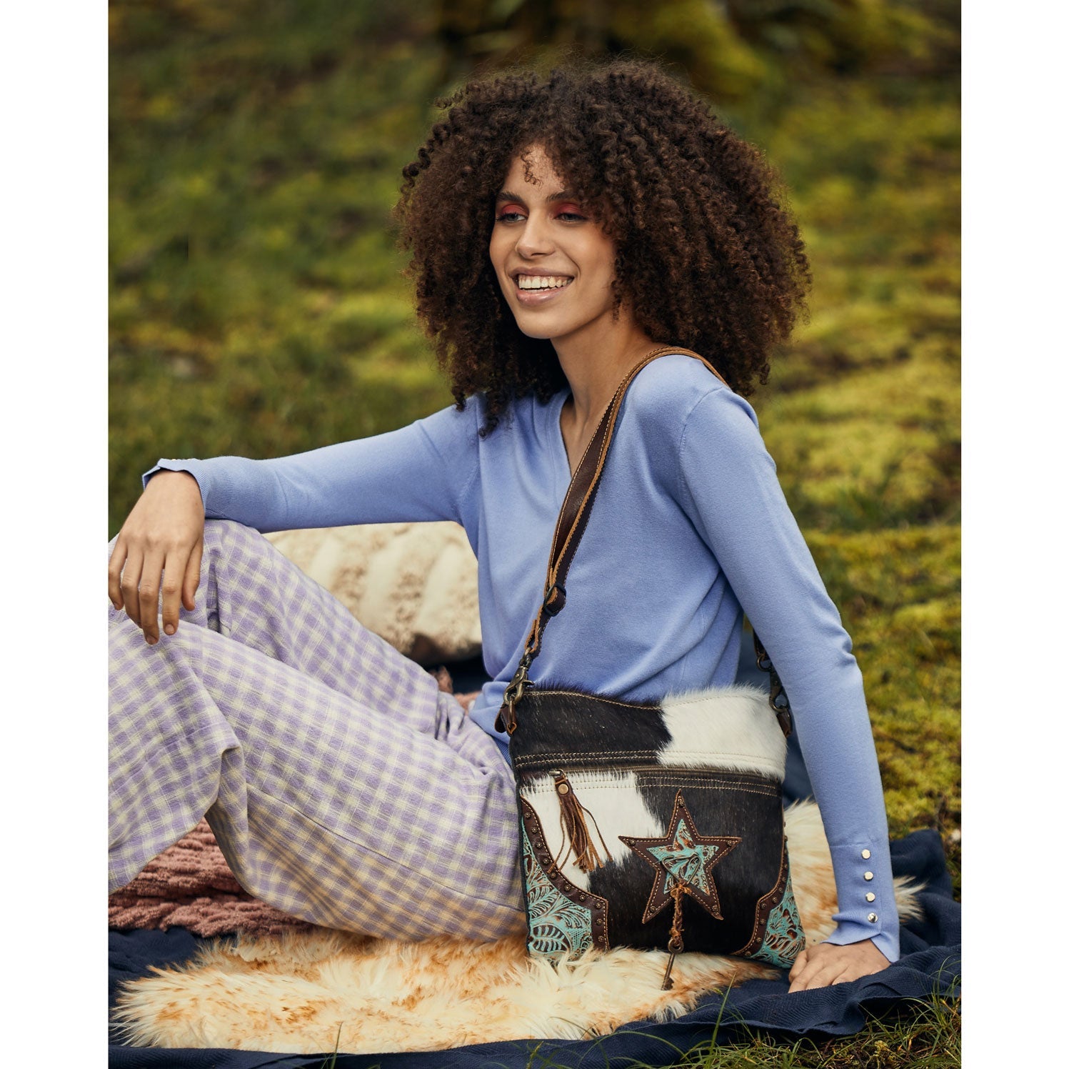Sac North Star en toile et poil de vache