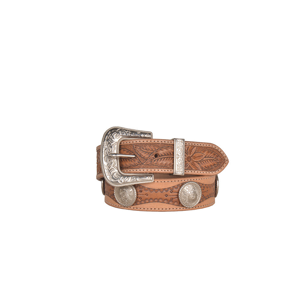 Ceinture en cuir pour femme, gravée main, motif bouleau