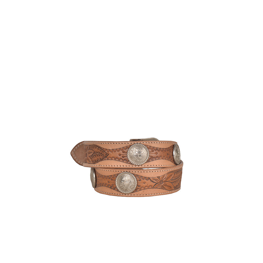 Ceinture en cuir pour femme, gravée main, motif bouleau