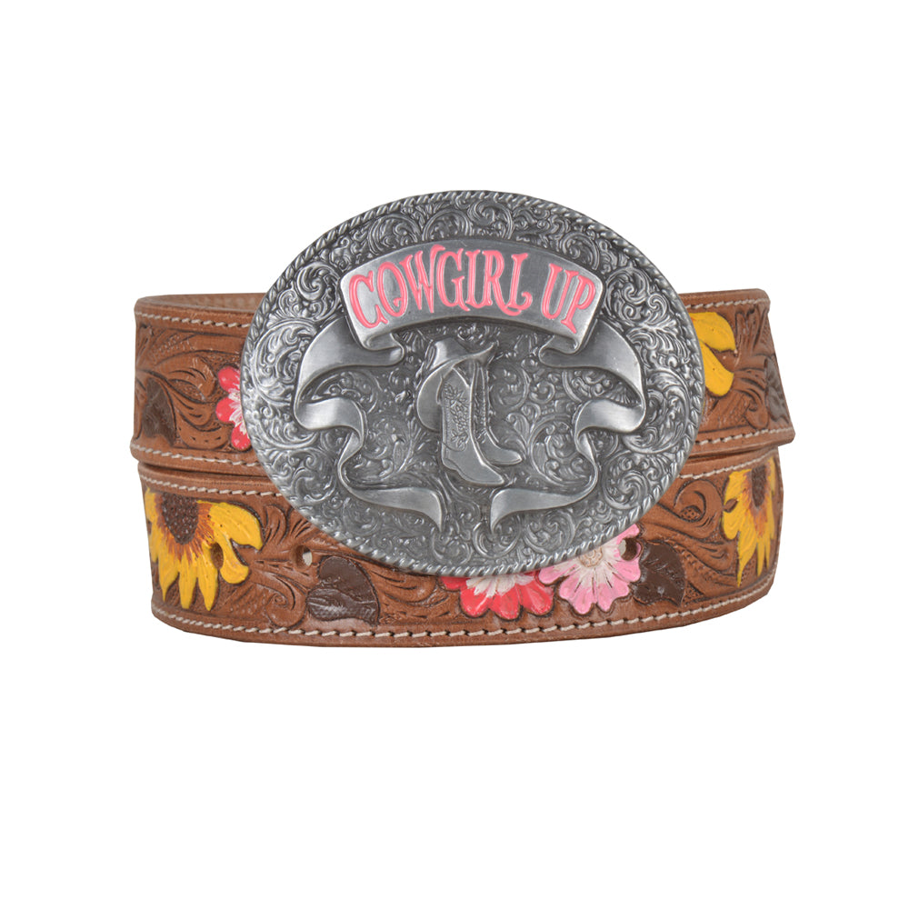 Ceinture en cuir ciselé pour femme « Bouquet »