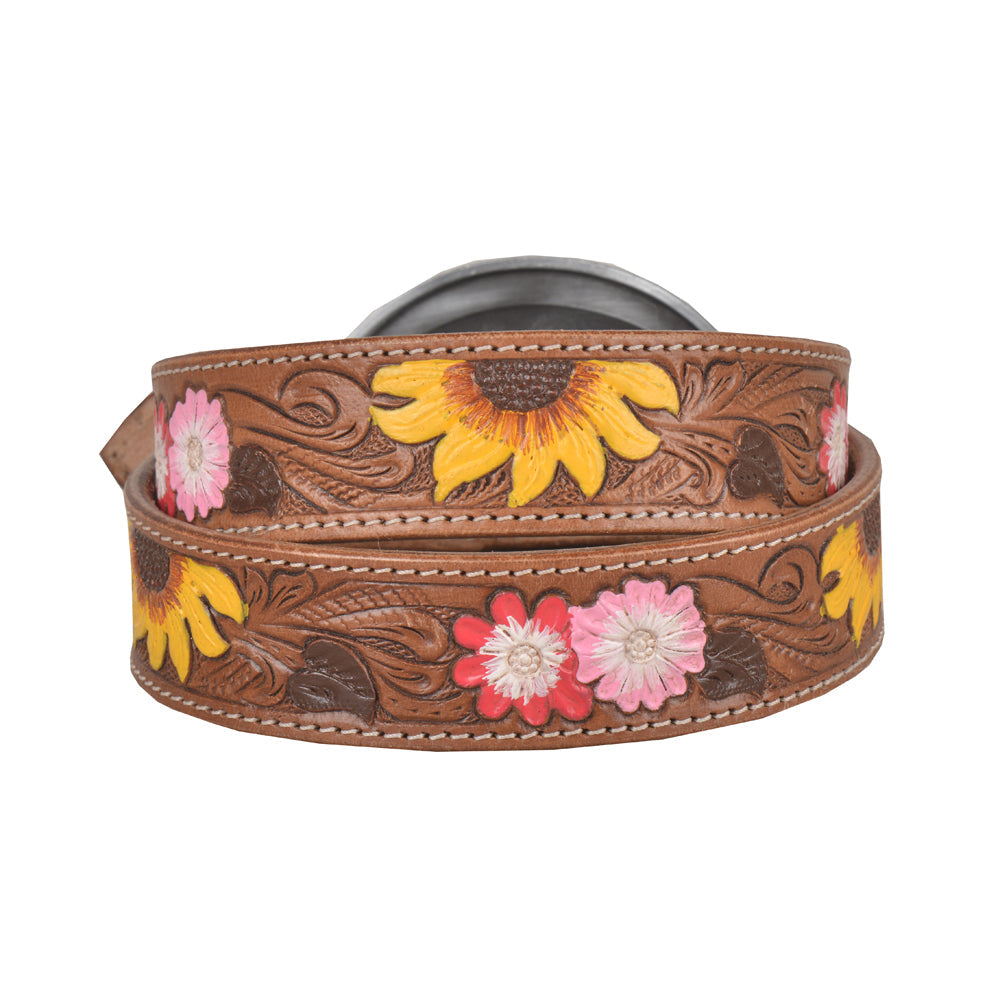 Ceinture en cuir ciselé pour femme « Bouquet »