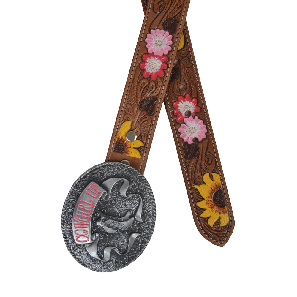 Ceinture en cuir ciselé pour femme « Bouquet »